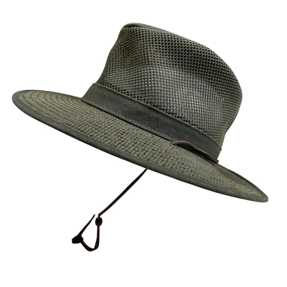 Henschel Hat Co Breezer Mesh Safari Hat Olive Green Wide Brim USA Small Mens